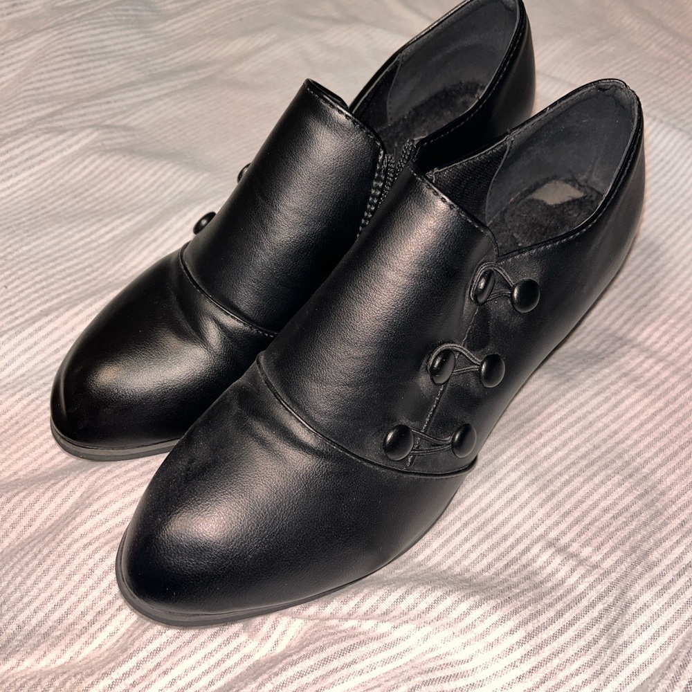 Lane Bryant Black Wedges with Button Detail